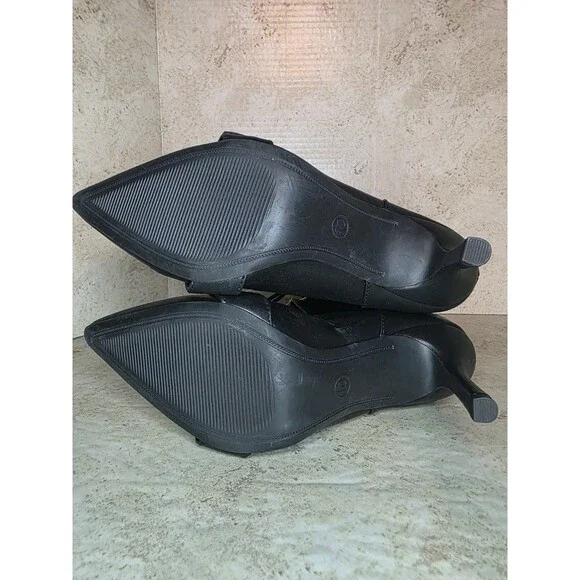 A New Day Mickey Boots Women Sz 10 Pointed Toe Ankle Moto Kitten Heels Black NWT - Picture 7 of 10